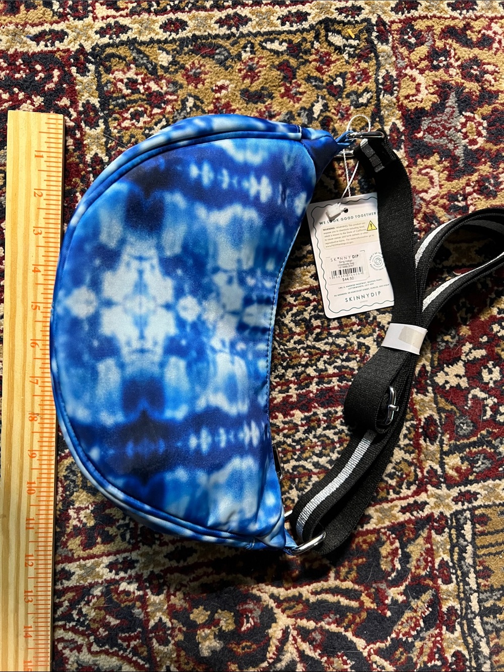 Blue Tie-Dye Crescent Belt Bag